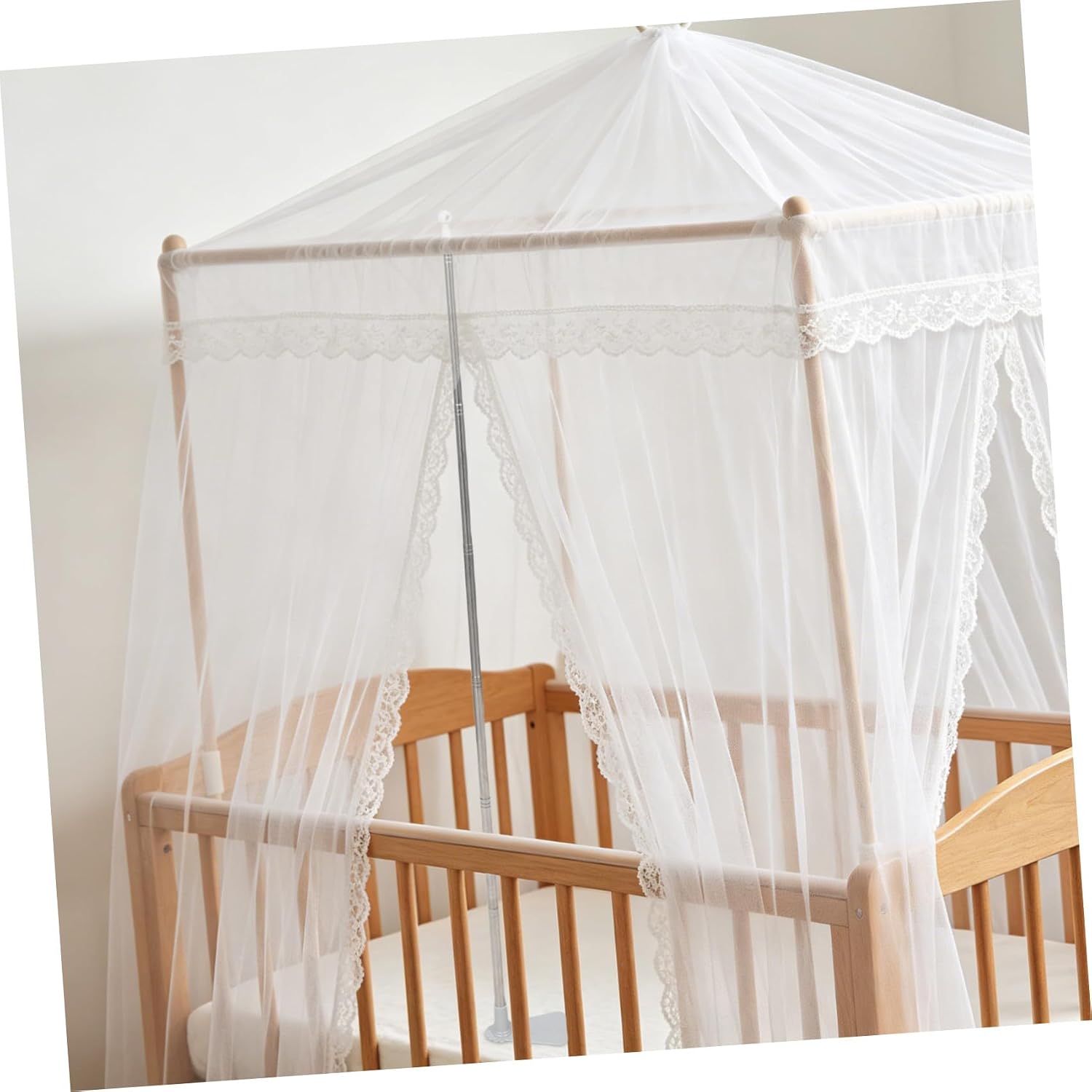 HOMSFOU 2pcs Adjustable Telescopic Bedside Net Support Bracket Mosquito Net Extender Poles for Bed Tail Canopy Dome Hanging Mosquito Holder - Height for Home Bedroom