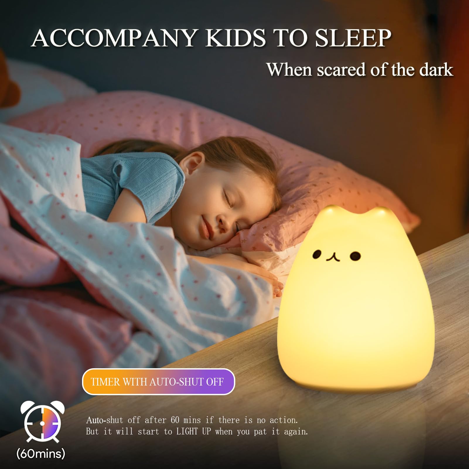 Bonita lámpara de gato, luz nocturna de gatito para dormitorio de niñas, regalos para mujeres, adolescentes, niñas, bebés, lámpara kawaii, luces nocturnas para guardería, decoración de