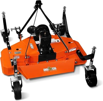 3 Point PTO 48 Working Width Finish Mower Attachment for 18-50hp Tractor, Category 1 Hitch, 4-Tires, 0.4 - 4.5 Adjustable Cutting Height, Model FM120