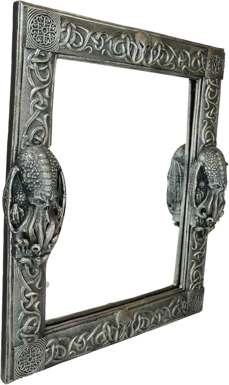 Ebros 18.75" Tall Vintage Antiqued Bronze Marine Sea Monster Kraken Cthulhu Octopus Tentacles Vanity Wall Mounted Mirror Sculpture Legends Myths and Fantasy Accent Decor