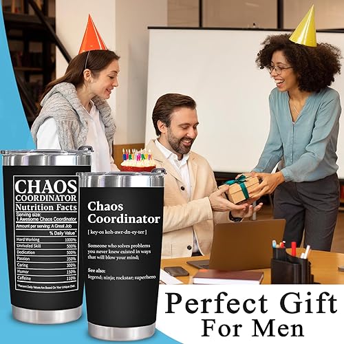 Miniatura 2 de WECACYD Vaso de 20 onzas, regalo para jefes para hombres, Coordinador del Caos, regalos de agradecimiento para mujeres, regalos de cumpleaños para