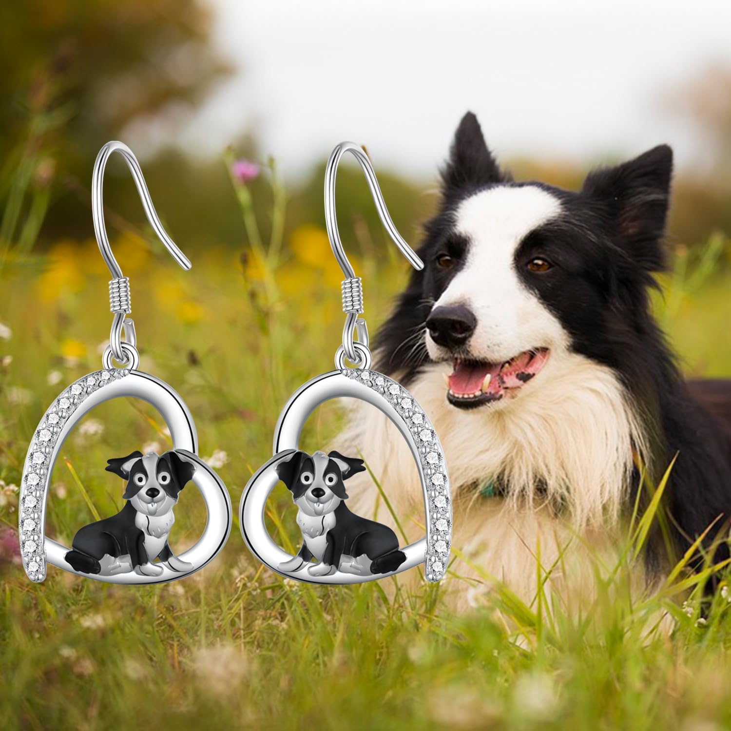 Border Collie Earrings 925 Sterling Silver Border Collie Gifts Dog Earrings Jewelry Birthday Gifts for Women - Image 5