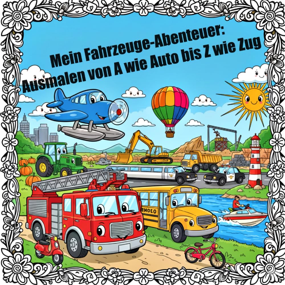Mein Fahrzeuge-Abenteuer: Ausmalen von A wie Auto bis Z wie Zug: Große, einfache Ausmalbilder für Kinder ab 7 Jahren (Jungen & Mädchen). Autos, ... mehr mit dicken Linien zum leichten Ausmalen.