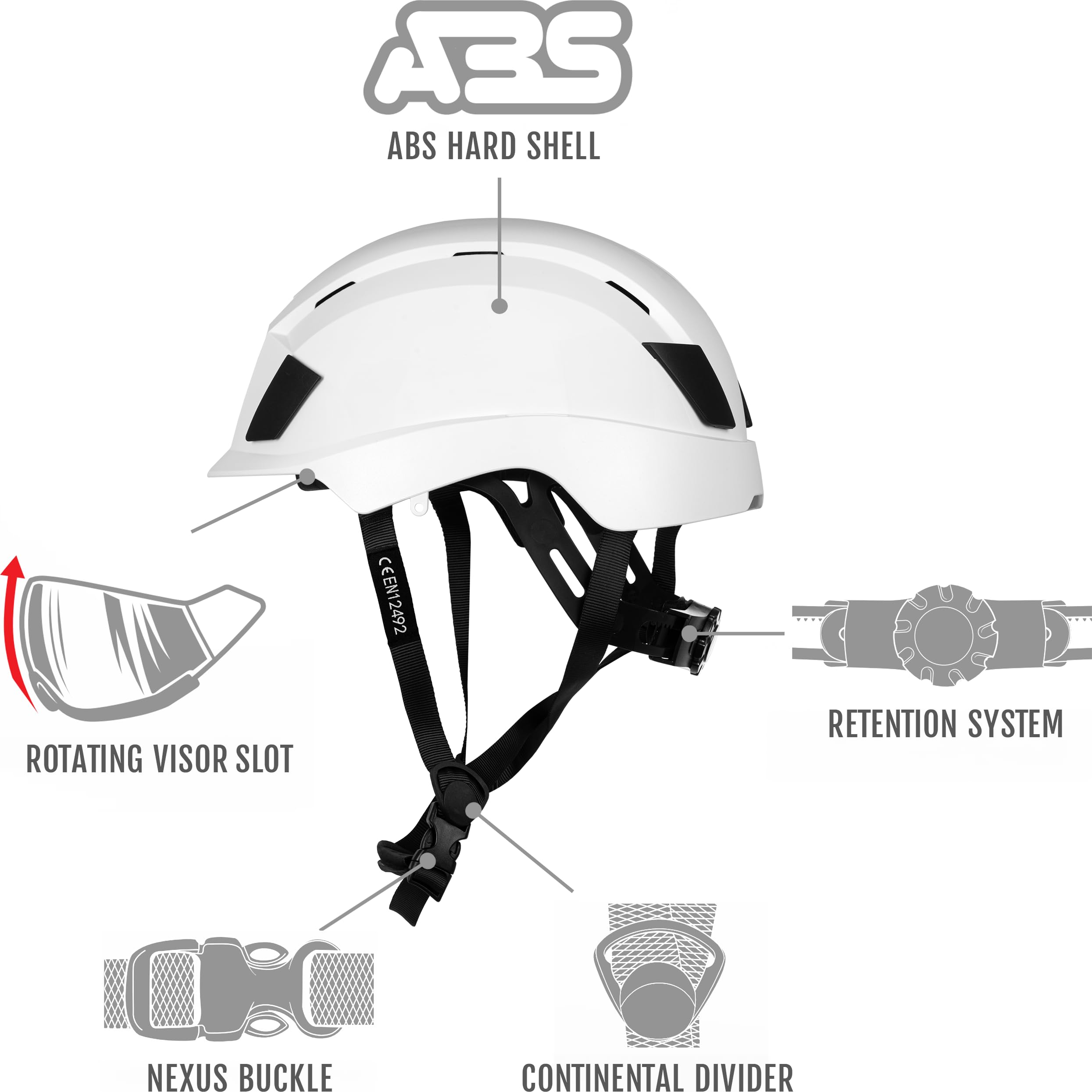 ACE Patera Premium Casque de Protection - Casque de Chantier et d'alpinisme pour Le Travail et Le Sport - Casque d'escalade léger et Casque de Chantier