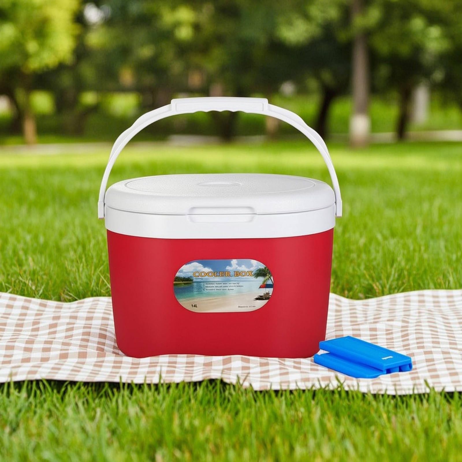 F Fityle Portátil Aislado con Placas Refrigerantes y Bolsas Hielo para con Asa Resistente y Tapa Abatible