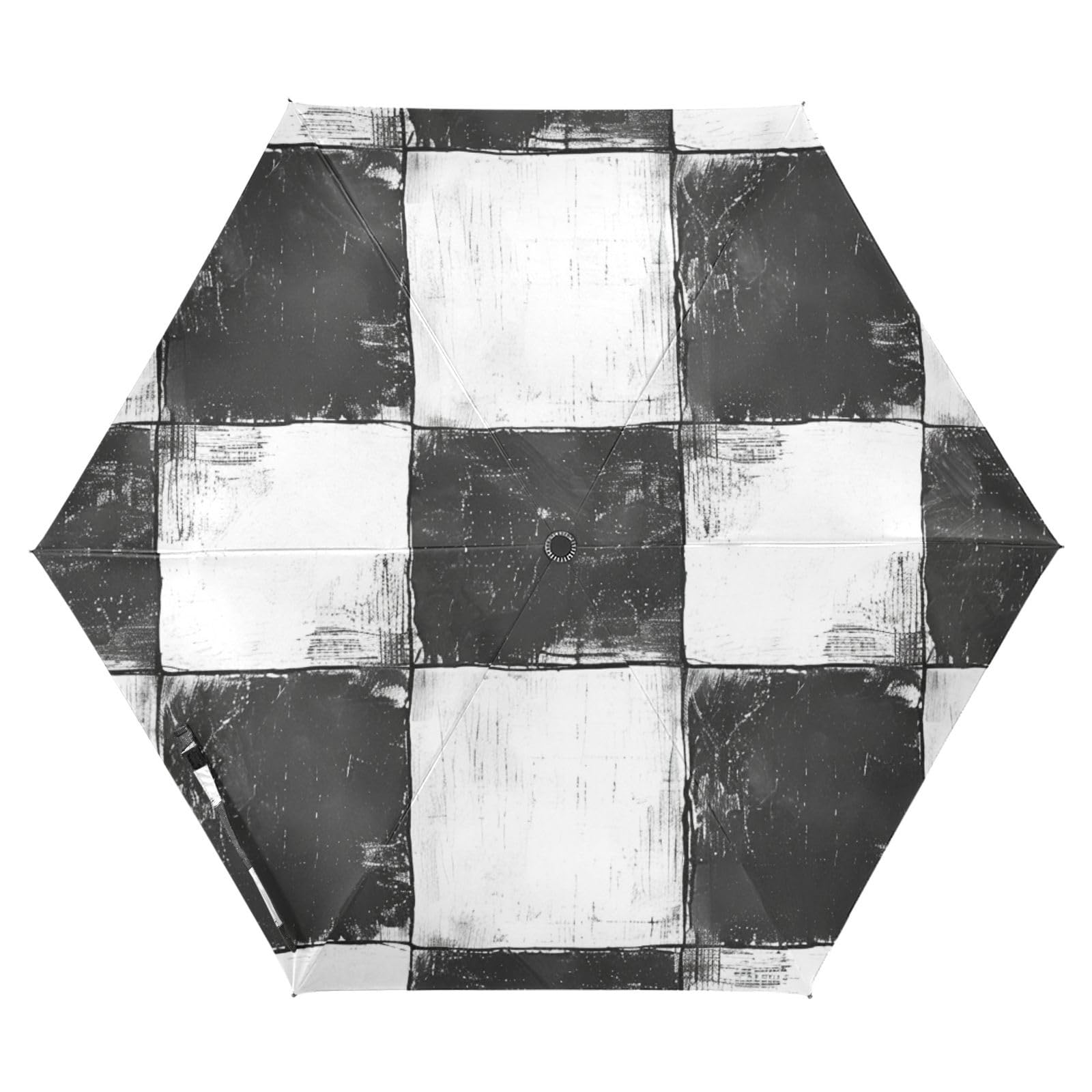 EtherSpher Black and White Check Pattern Umbrella for kids 39 Inch Automatic Open Close auto open close umbrellas for rain windproof for Good for Car, Golf, and On-the-Go Outdoor Defence Accessories