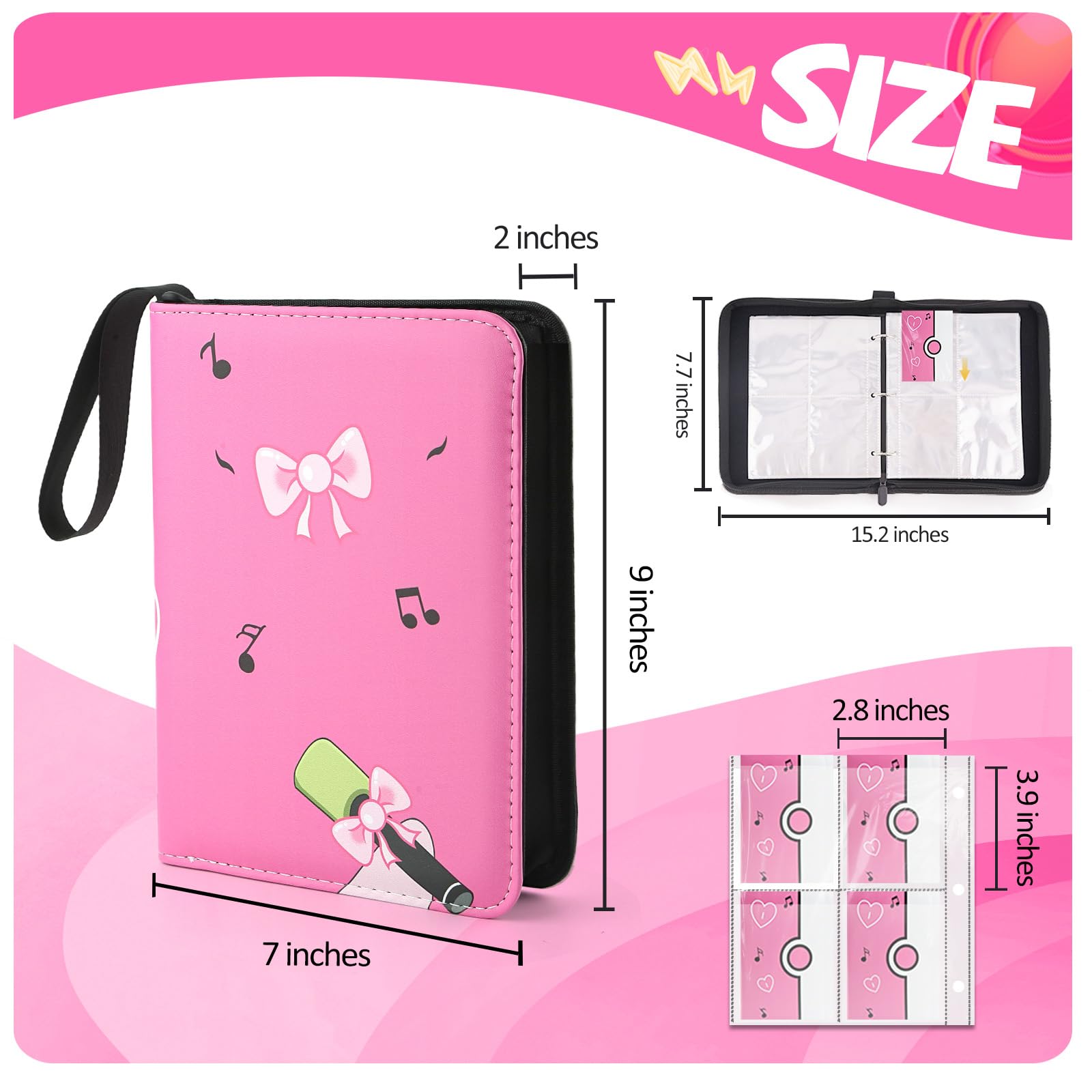 Collectible Trading Card Binder, 400 Pockets Card Holder with 50 Removable Sleeves, Portable Collection Binder Album Book Case Storage, Zipper Card Protective Sleeves for TCG, Sports Card