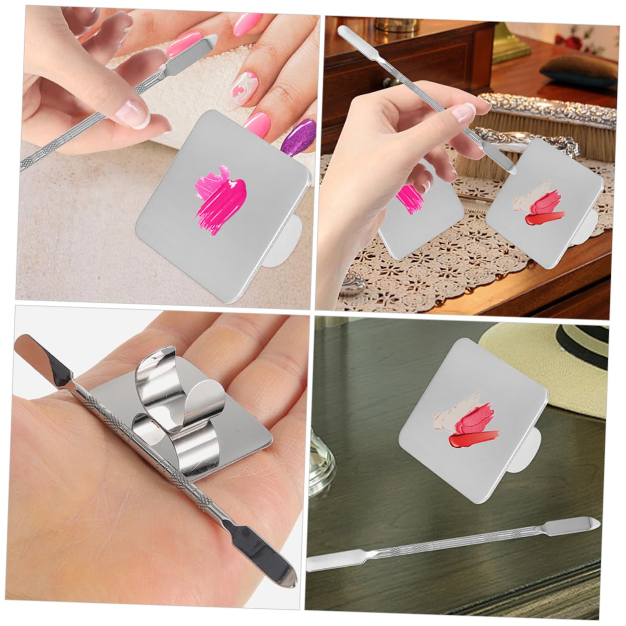 VANZACK 4juegos De Mezcla De Maquillaje De Acero Inoxidable Para Artistas De Uñas De Espátula Para Mezclar Cosméticos y Pintura Para Salones y Uso Personal