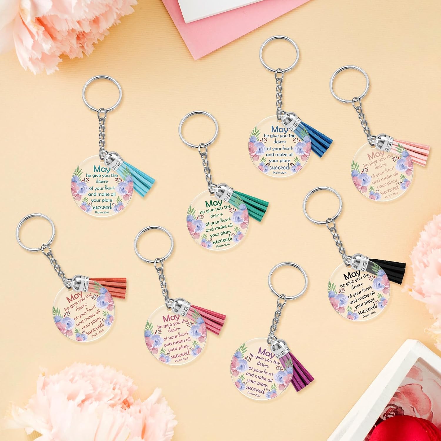 8Pcs Christmas Christian Party Favor Faith Christian Keychain for Women Inspirational Bible Verse Keychains Bulk for Friends Teen Girl Spiritual Gifts Religious Biblical Gift Religious Baptism Gift - Image 6
