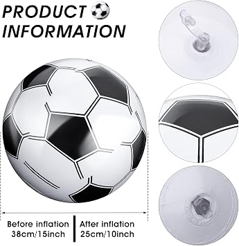 Grevosea 3 Pieces Inflatable Beach Ball 15 Inch Inflatable Soccer Ball Blow Up Beach Balls for Kids Pool Football for Summer Beach Swimming Pool Sports Game Party Supplies