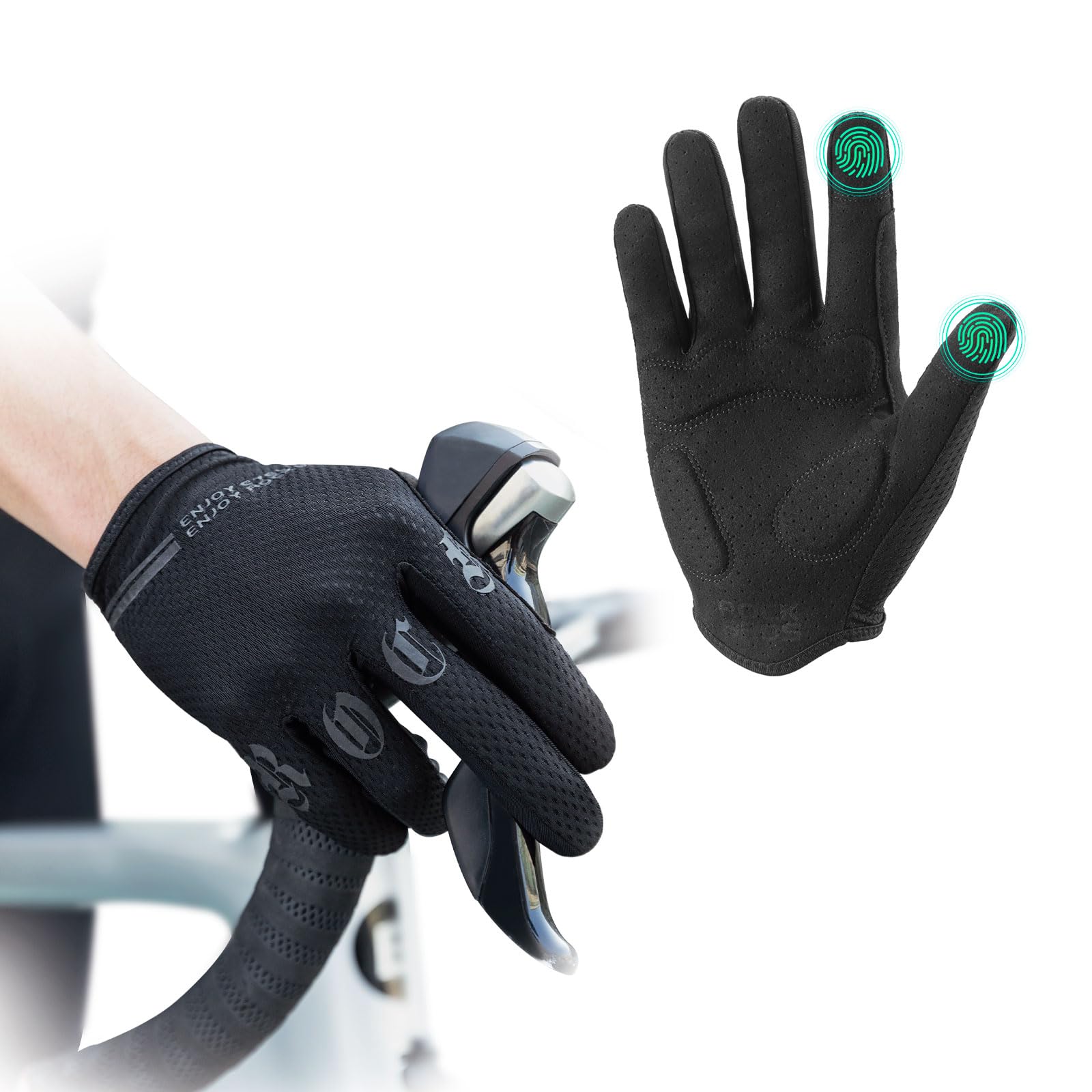 ROCKBROS Guantes Ciclismo Hombre Guantes MTB Dedo Completo Primavera Verano Guantes Deportivos Transpirable para Deporte Bicicleta Montaña Carretera