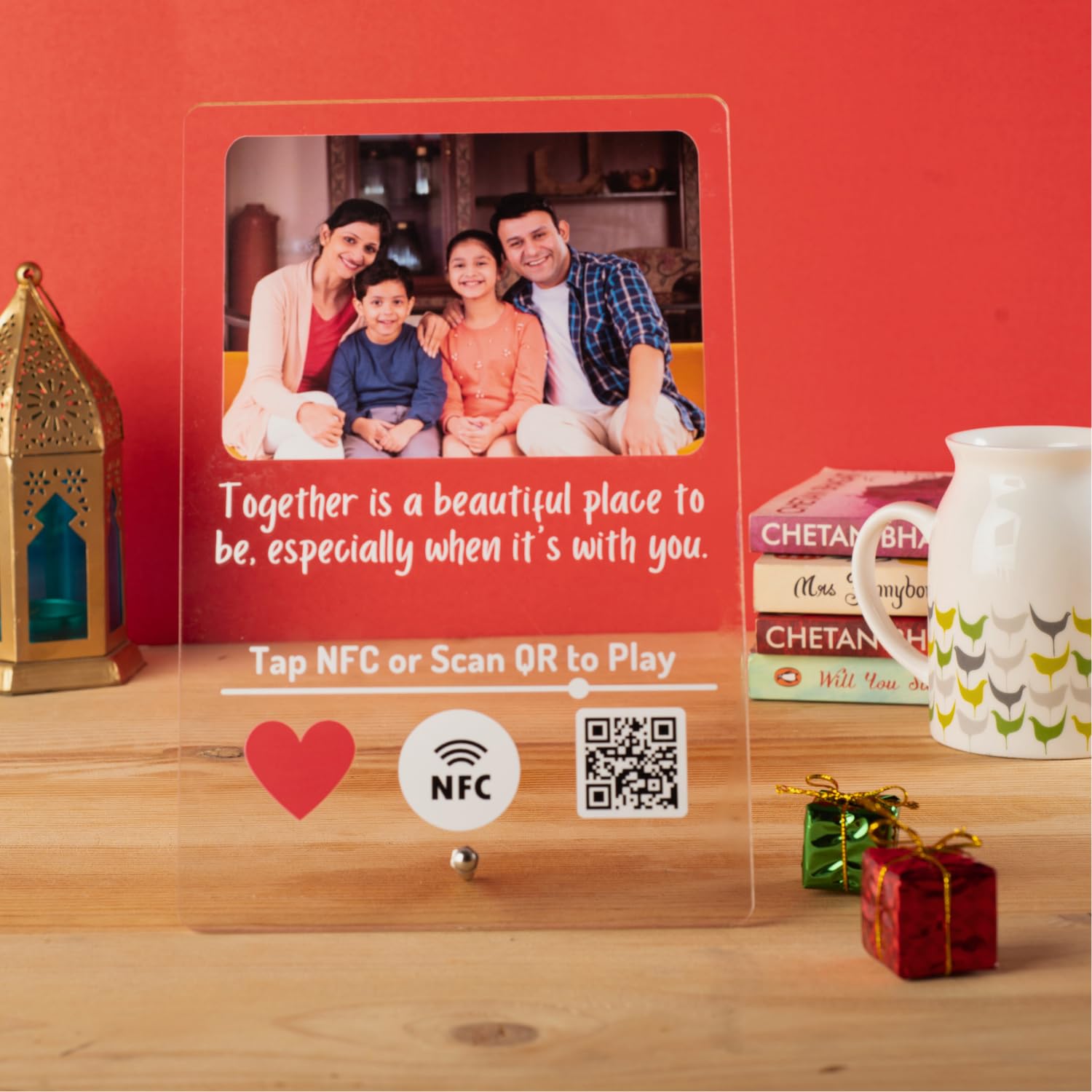 tinydabba Custom Acrylic Spotify Frame w/Photo & Scannable Code – Perfect Rakhi Gift for Bhai & Bhabhi (6×9″) – Transparent Printed Plaque with Nut Stand | Bhaiya Bhabhi Rakhi Gift