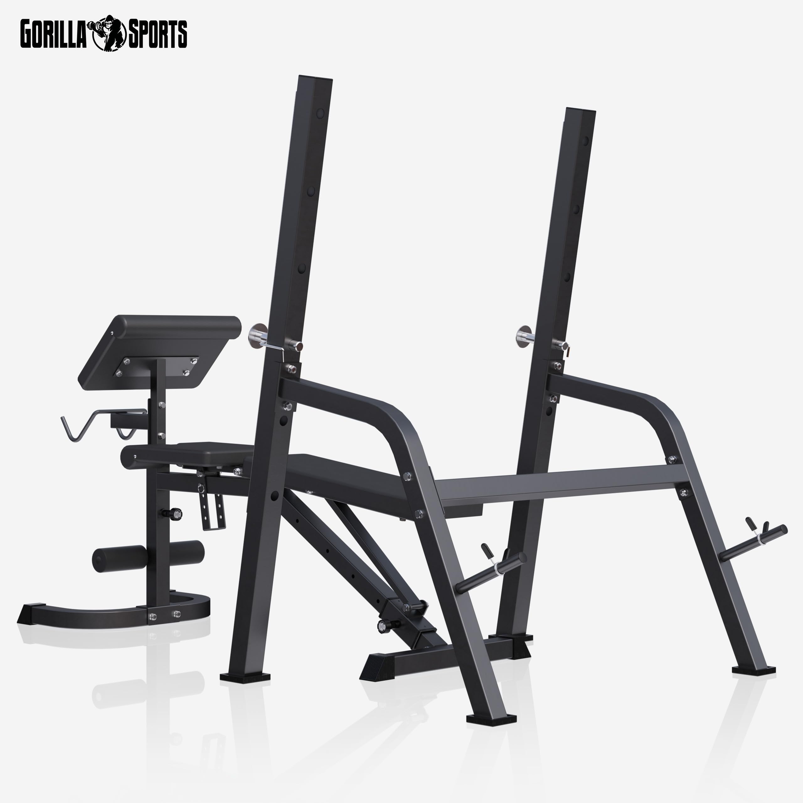 GORILLA SPORTS® Banc Musculation - Multifonction, avec Support, Inclinable, Réglable, Professionnel - Banc Musculation Pliable, Banc Abdominaux, Sport Maison, Fitness Materiel, Gym Equipment