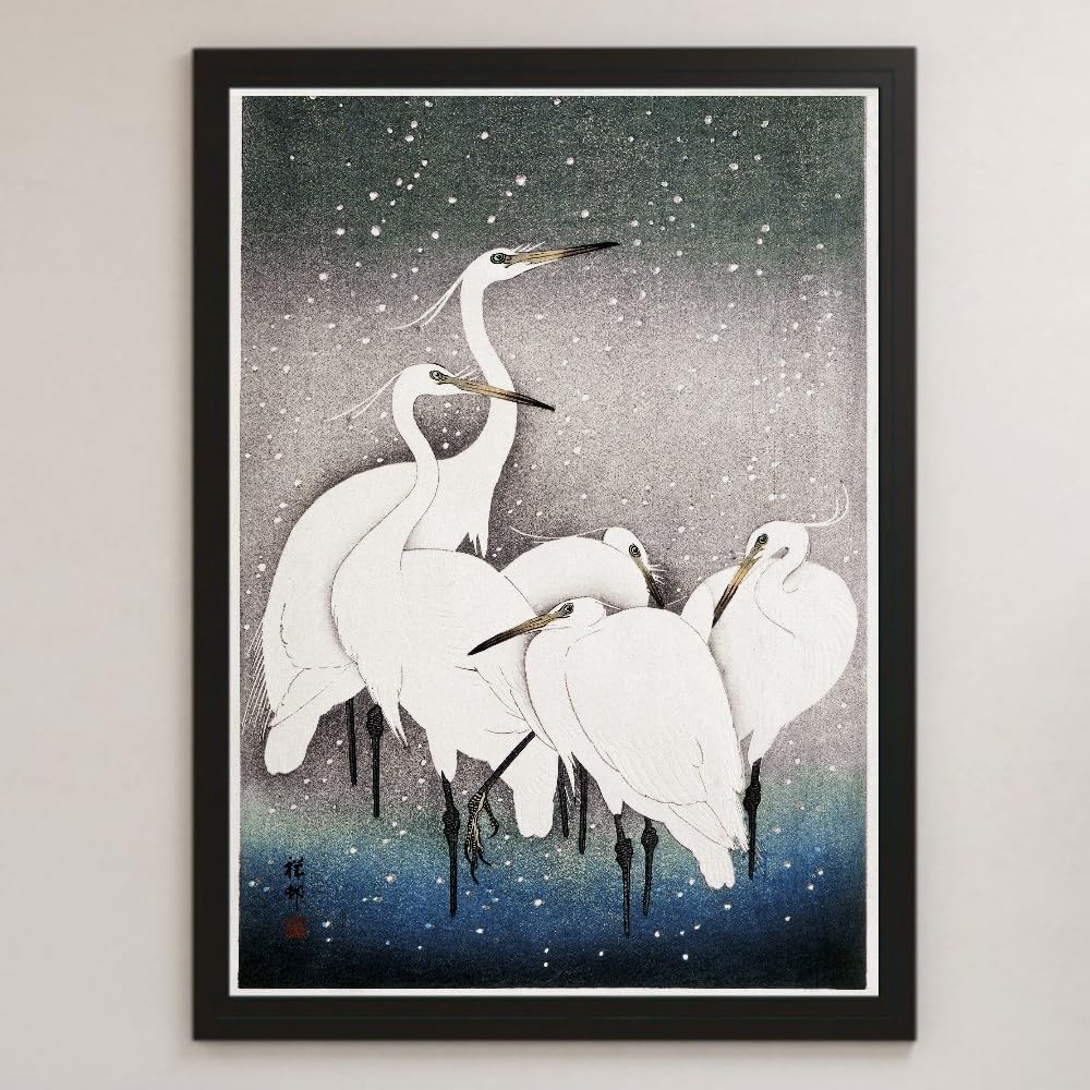 Amazon.co.jp: サギの群れ 小原古邨 浮世絵 アート 沢 ポスター A3