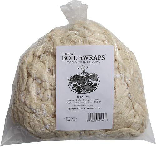Regency Wraps Boil 'n' Wraps - Bolsas de vapor para cocinar de forma segura y fácil de mariscos, cangrejos, almejas, verduras y más, natural, 24