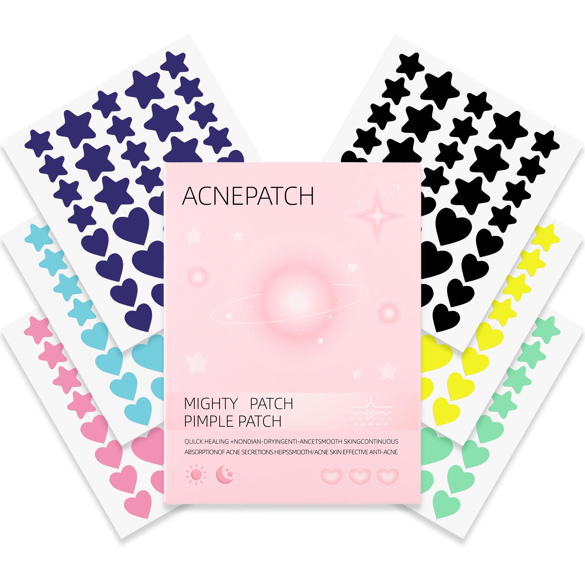 CCbeauty Pimple Patches for Face 2 Size 216 Counts Acne Patches Star Sticker Colorful Hydrocolloid Patches for Covering
