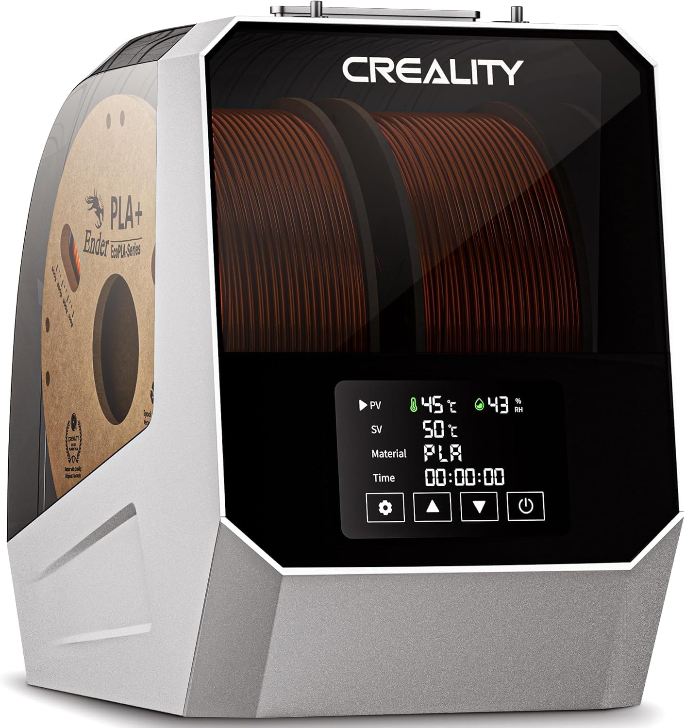 Creality Suszarka filamentowa Space PI Plus, pojemność 2 rolek z 48-godzinnym timerem, ekran dotykowy 3,7 cala, ogrzewanie PTC i cyrkulacja gorącego powietrza 360° dla PLA/ABS/TPU/PETG/ASA