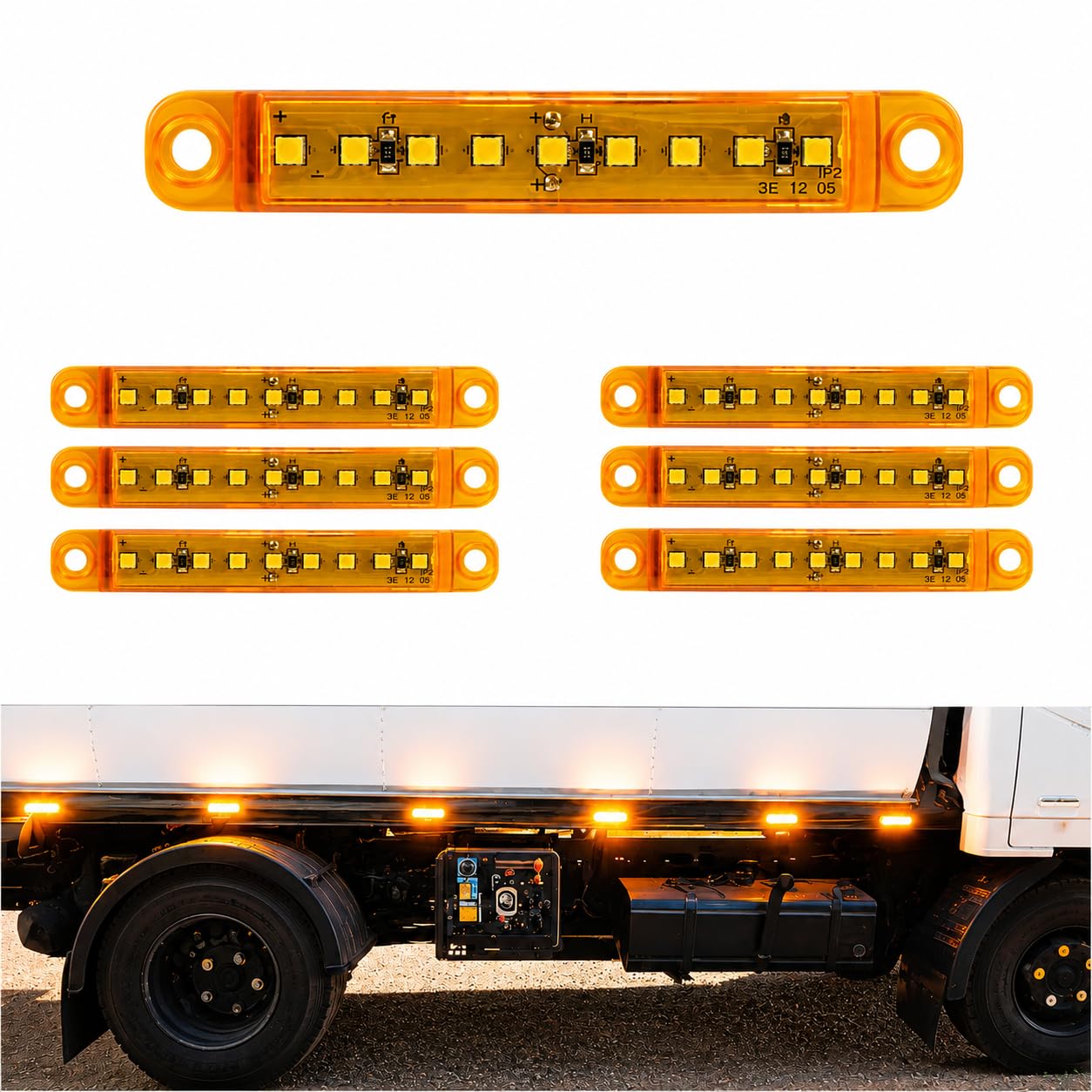 12V LED Clearance Lights Amber Color for Trucks Trailer RV Universal Fitment Outline Clearance Marker Light Set of 6 Pieces-image-31