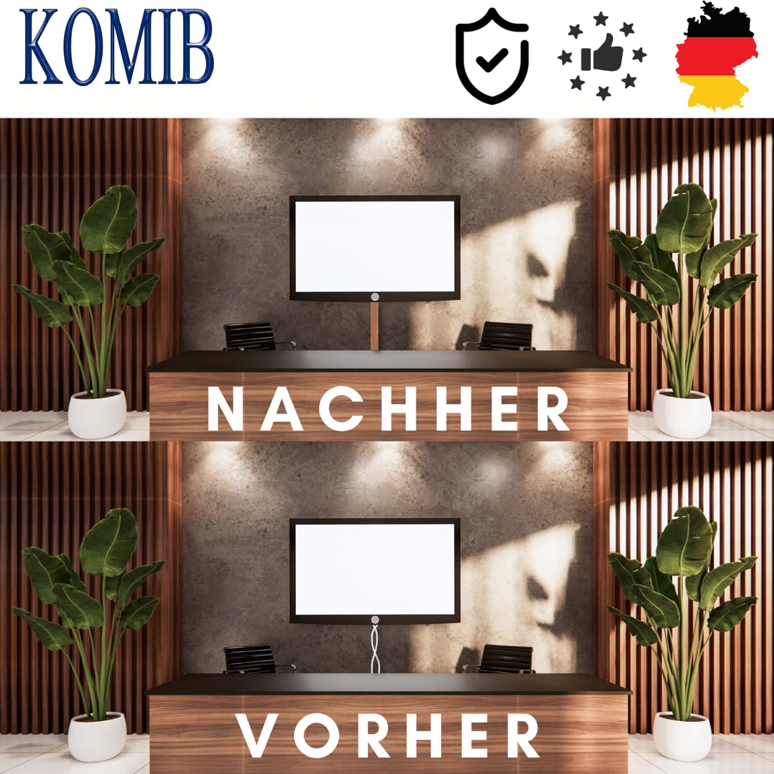 KOMIB KK3030BR Kabelkanal 30 x 30 x 2000mm braun PVC 5 Stück (10 Meter - 5 x2m) / Elektrokanalinstallation/Kabelführung/VDE