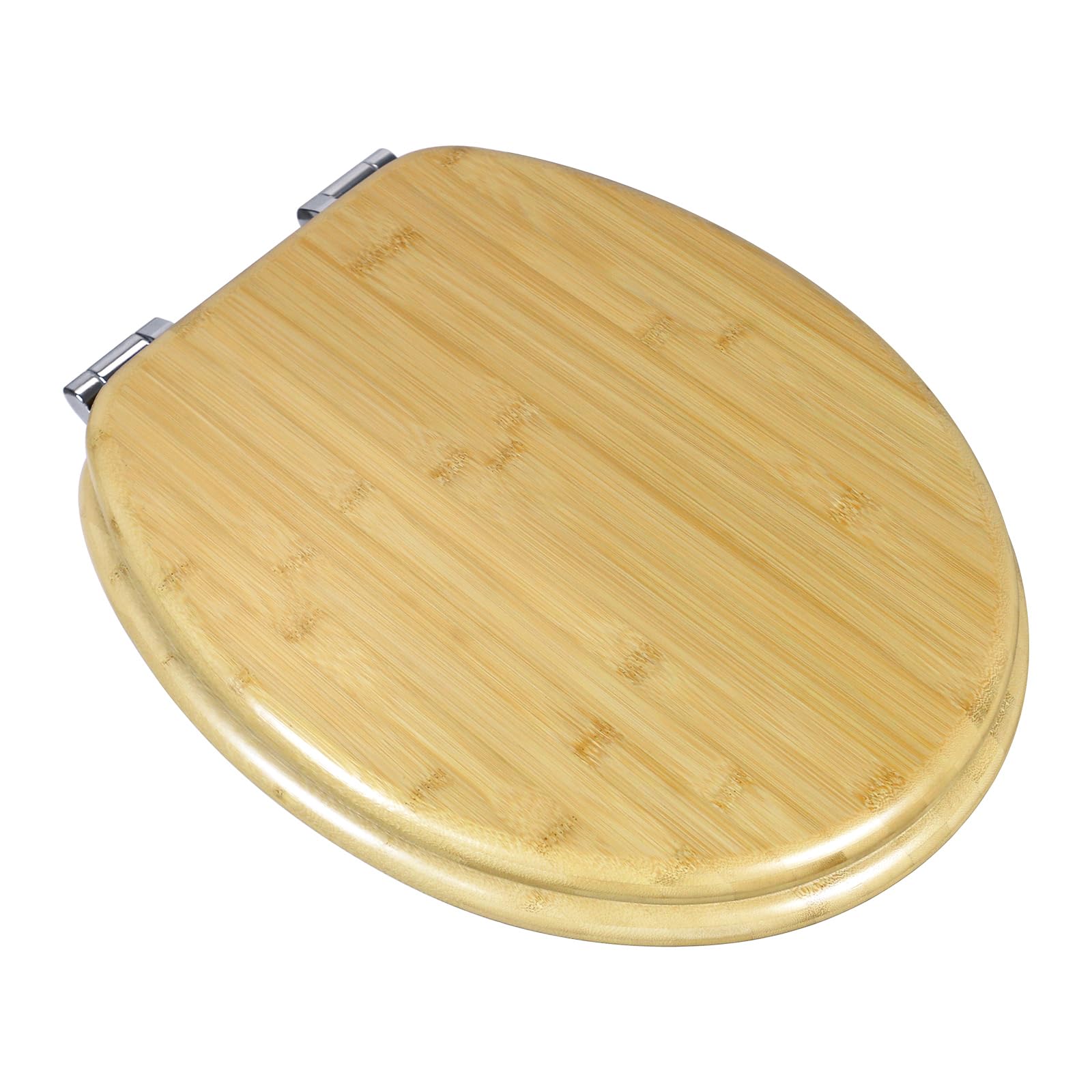 Abattant WC en bambou avec système d'abaissement automatique, couvercle de toilette en bambou véritable, stable et durable avec montage facile, couvercle de toilette à fermeture amortie en
