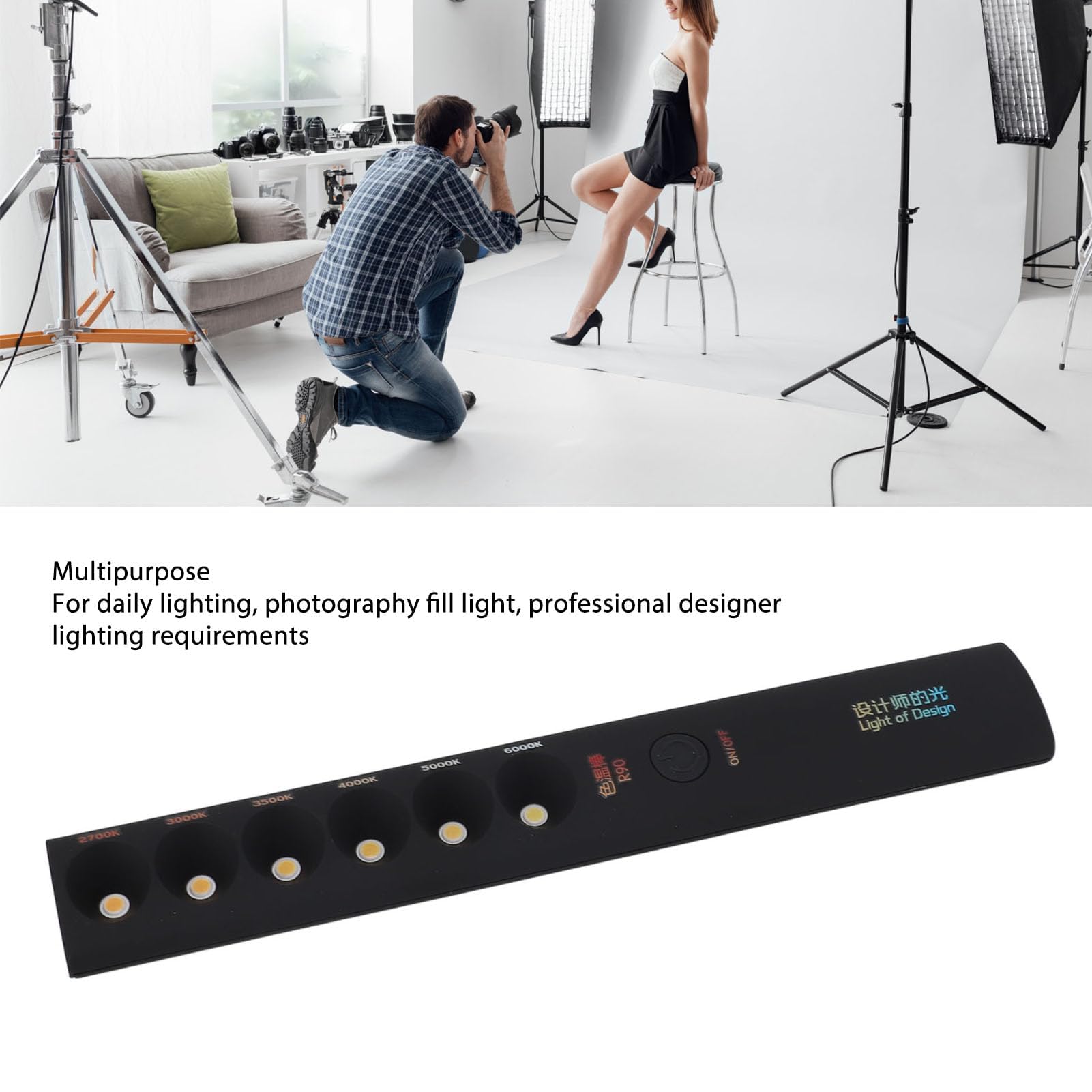 Lampada Stick Portatile Temperatura Colore 2700K - 6000K 6 modalità Bacchetta Luminosa Professionale Ricaricabile