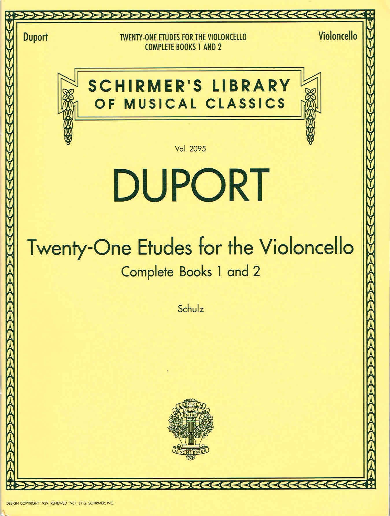Duport - 21 Etudes for the Violoncello, Complete Books 1 & 2: Schirmer Library of Classics Volume 2095