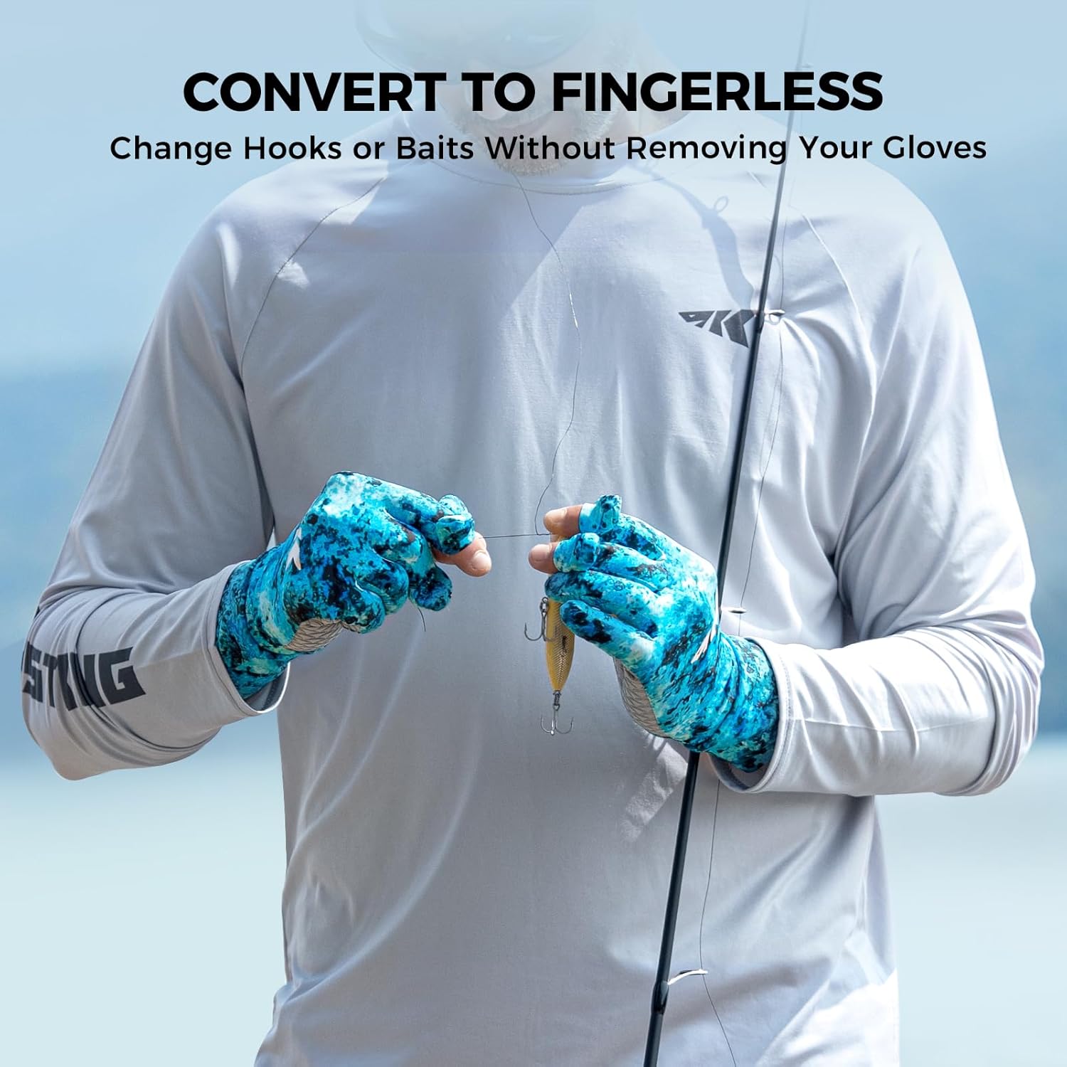 KastKing La Sal Pro Full Finger Fishing Gloves, UPF 50+ Sun Protection Gloves with Convertible Design, Ultralight Microfiber, Ultra-Soft Comfort, FrostWeave Cooling, Enhanced Grip, Four Sizes Options