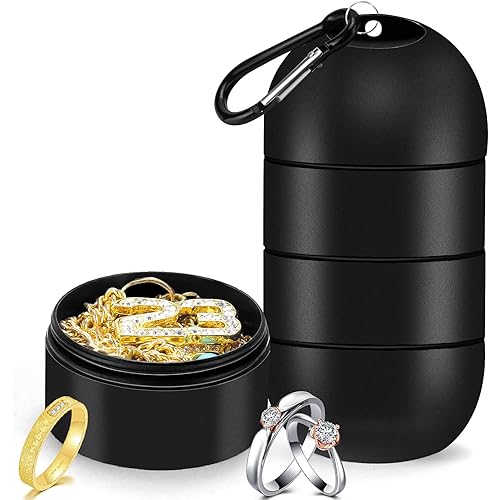 OAOLEER Travel Ring Holder Keychain, Jewelry Holder Keychain Traveling Ring Keychain Holder 3 Layers, Small Necklace Holder Bracelet Holder for Gym Sports Bag