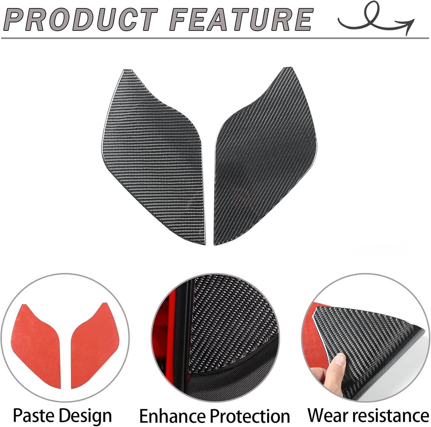 Lcojicep Car Interior Panel Trim Sticker Compatible with Corvette C6 Z06 ZR1 2005-2013 Real Carbon Fiber Interior Decorative Protective Cover Accessories (Door Anti-Collision Panel)