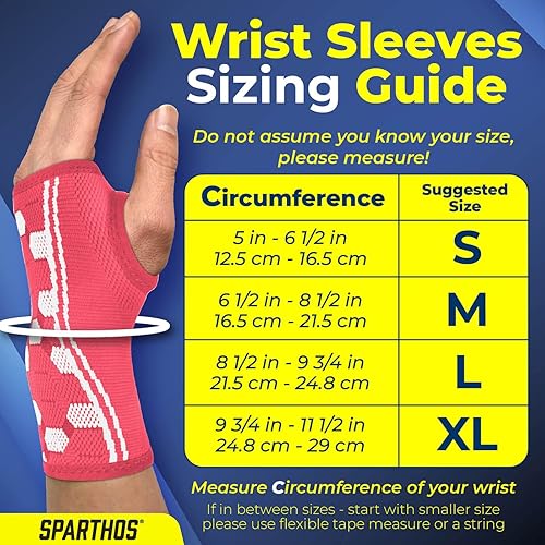 Miniatura 2 de Muñequeras Sparthos Manga de soporte elástico (par) Compresión médica para aliviar el túnel carpiano y el dolor de muñeca, muñequera para hombres y