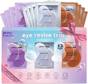 grace & stella Under Eye Patches (12 pairs) Eye Masks for Dark Circles and Puffiness - Birthday Gifts for Women, Bachelorette Party Favors, Bridesmaid Proposal Gifts, Self Care, Spa, Relaxation, Vegan