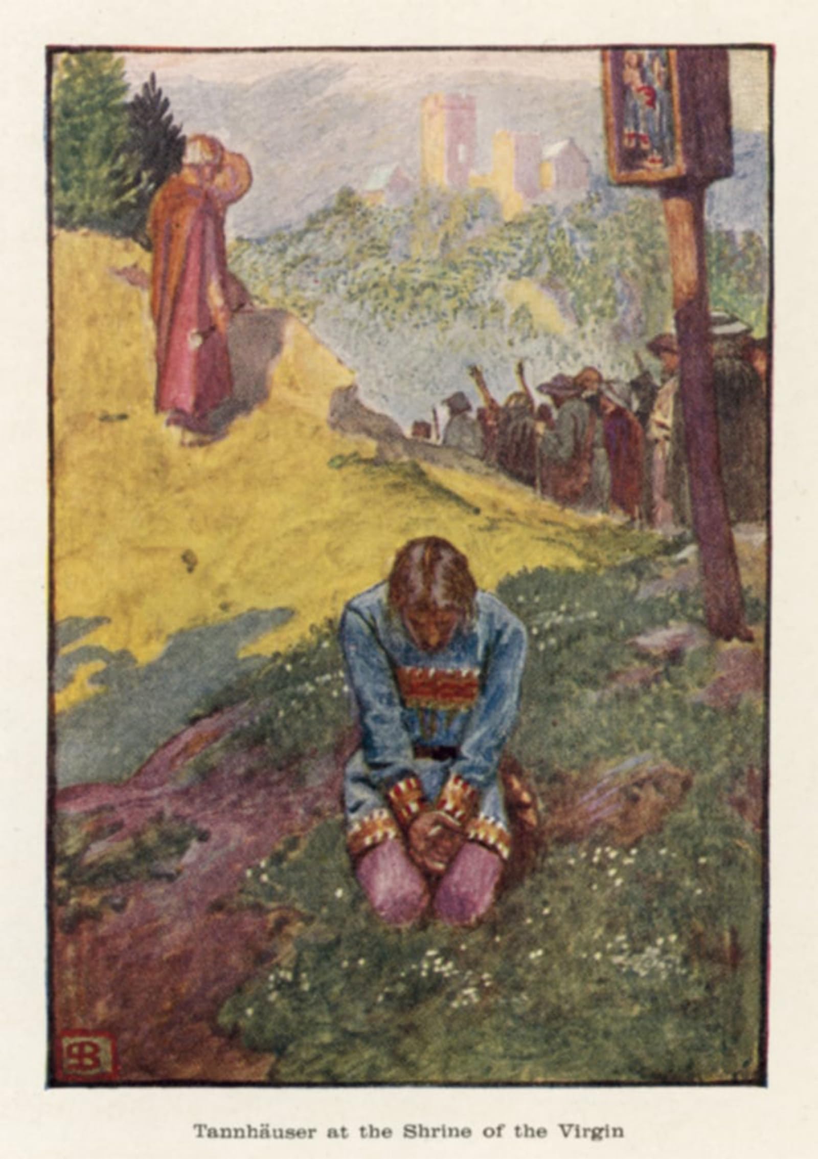 Lienzo decorativo Tannhauser al Santuario, cuadro de Byam Liston Shaw de 60x90cm 5
