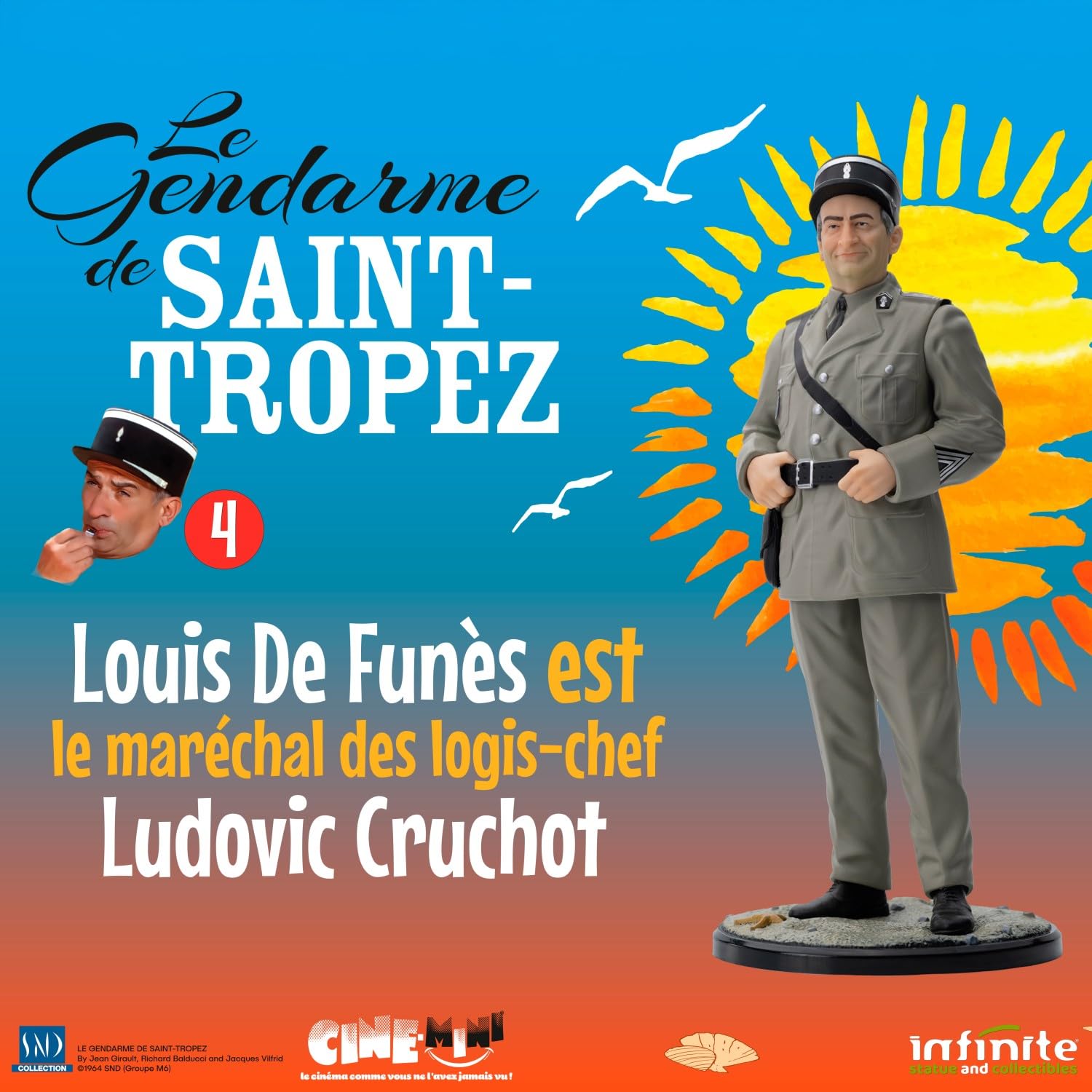 Infinite Statue Louis De Funes maréchal Ludovic Cruchot 4 - Scène Film Le GENDARME de SAINT TROPEZ - Figurine de collection en PVC Série Cine-Mini - échelle 1/12 - hauteur 16 cm