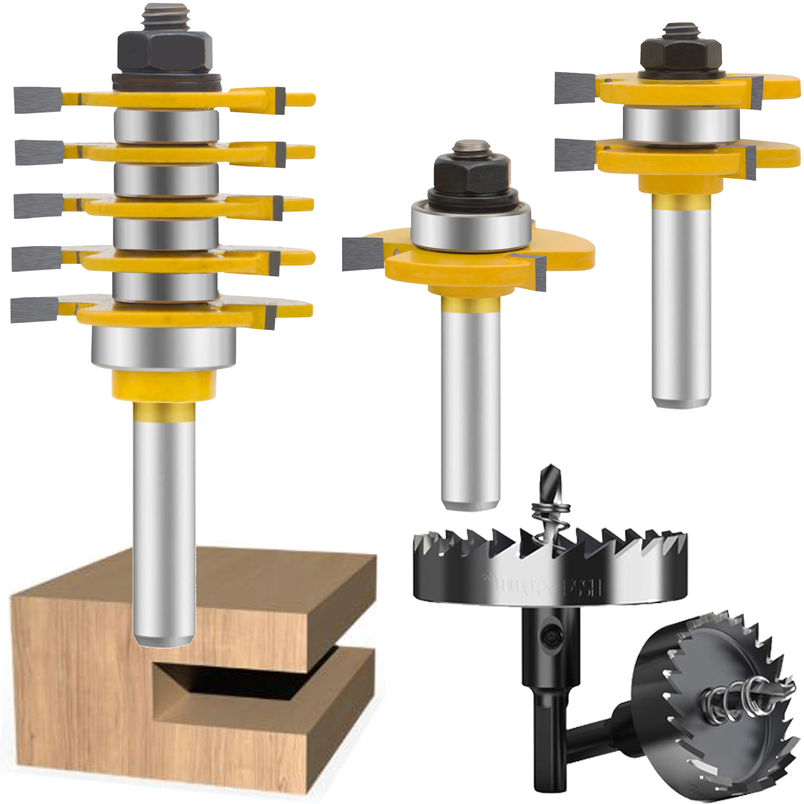 MAYLINE 1/2 Inch Shank Router Bits Sets 3 PCS, Woodwork Milling Cutter Router Bit Set