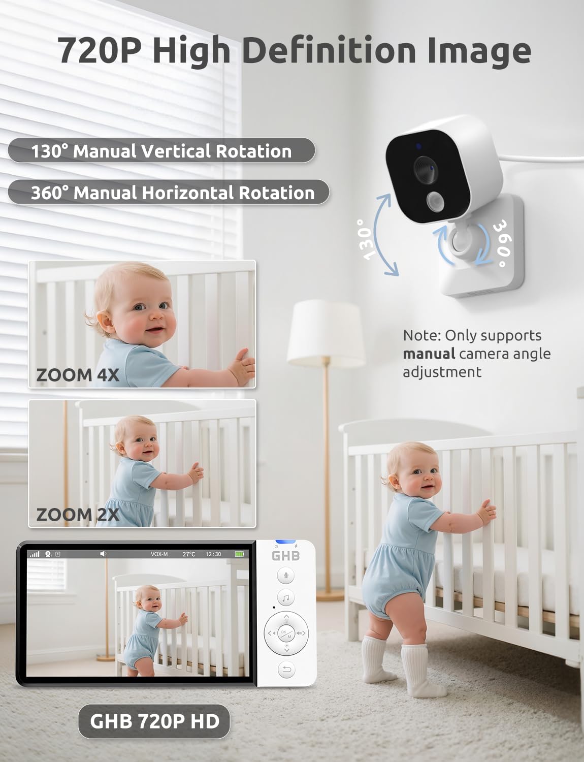 GHB Baby Monitor with Camera and Night Vision 5'' Hungary Ubuy