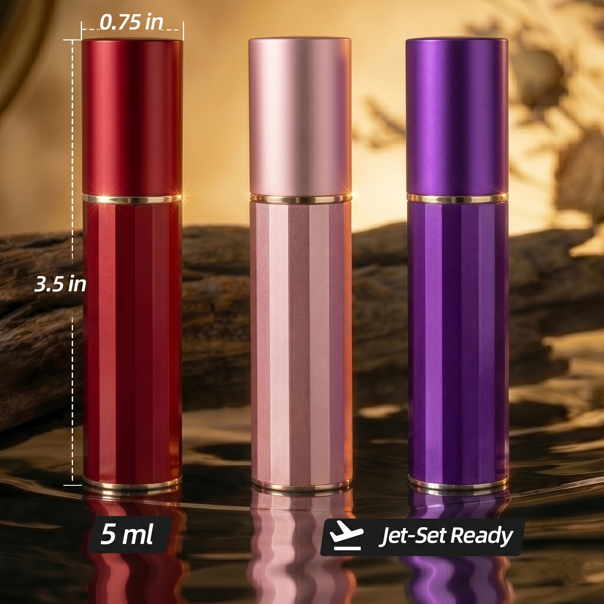 3PCS Refillable Perfume Travel Atomizer Set, 5ml Leak-Resistant Spray Bottles