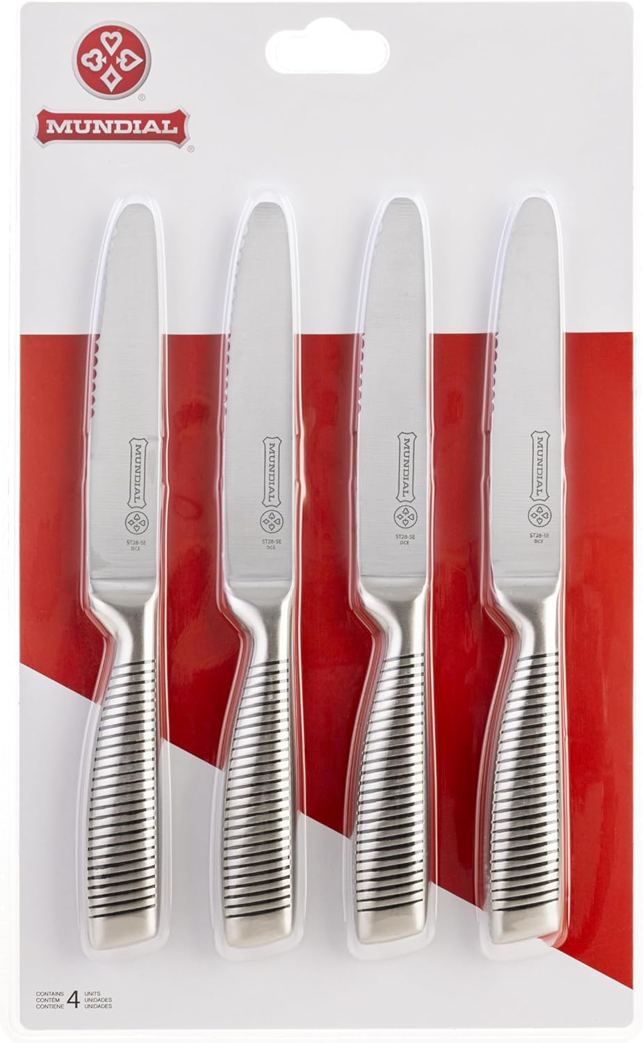 Mundial 4-Piece Serrated Steak Knife Set – Stainless Steel Blades, Ergonomic Handles – Sharp, Durable, and Stylish Knives for Effortless Meat Cutting
