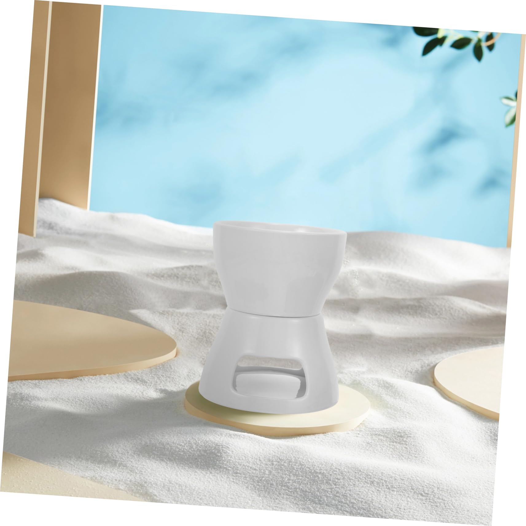 BEBEMOKO 1set Ceramic Melting Bowl for Chocolate and Cheese Fondue Lightweight and Portable Ice Melting Pot for Baking and Cooking Includes Bowl and Furnace