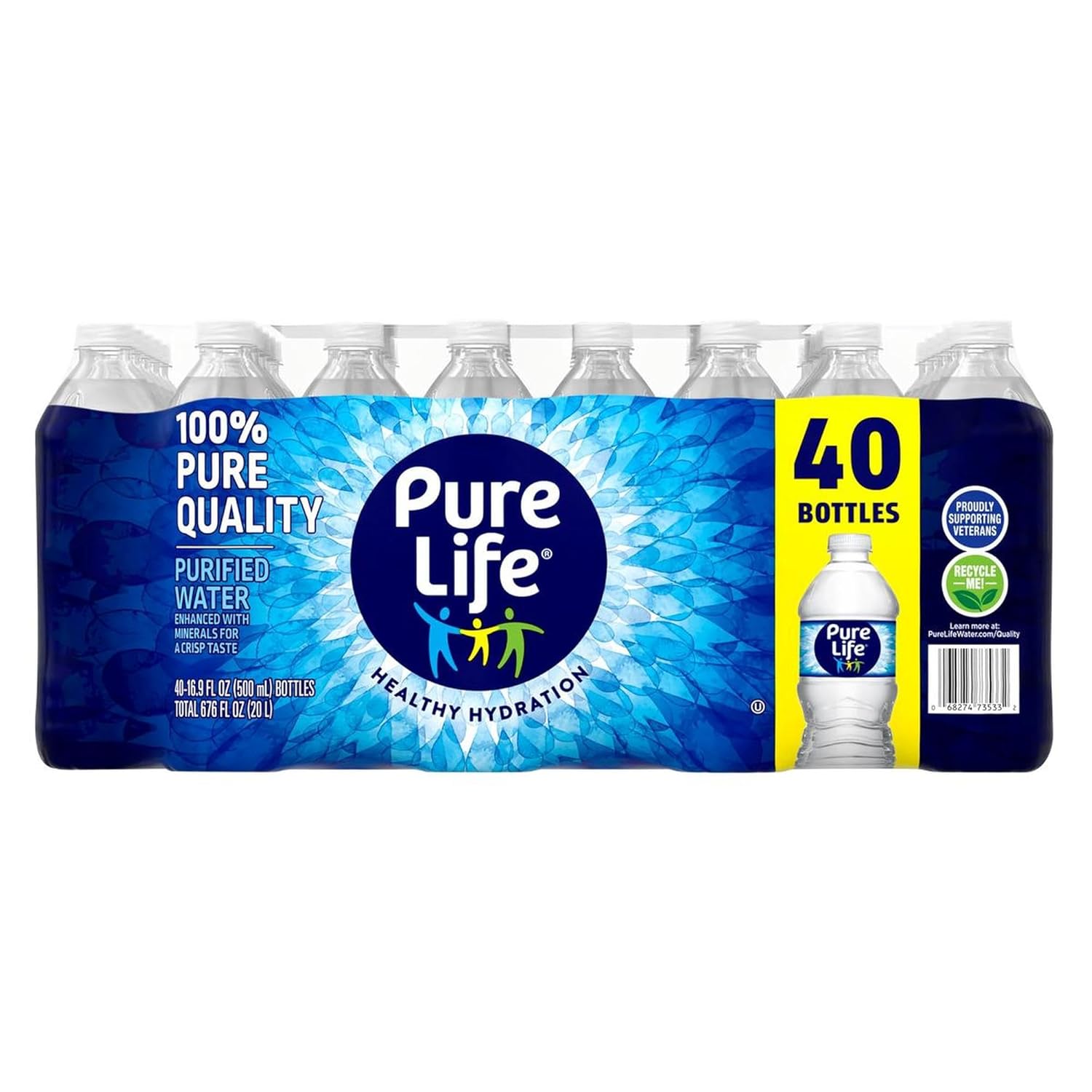 Pure Life Purified Water, 40 CT, 16.9 Fl oz Bulk Savings