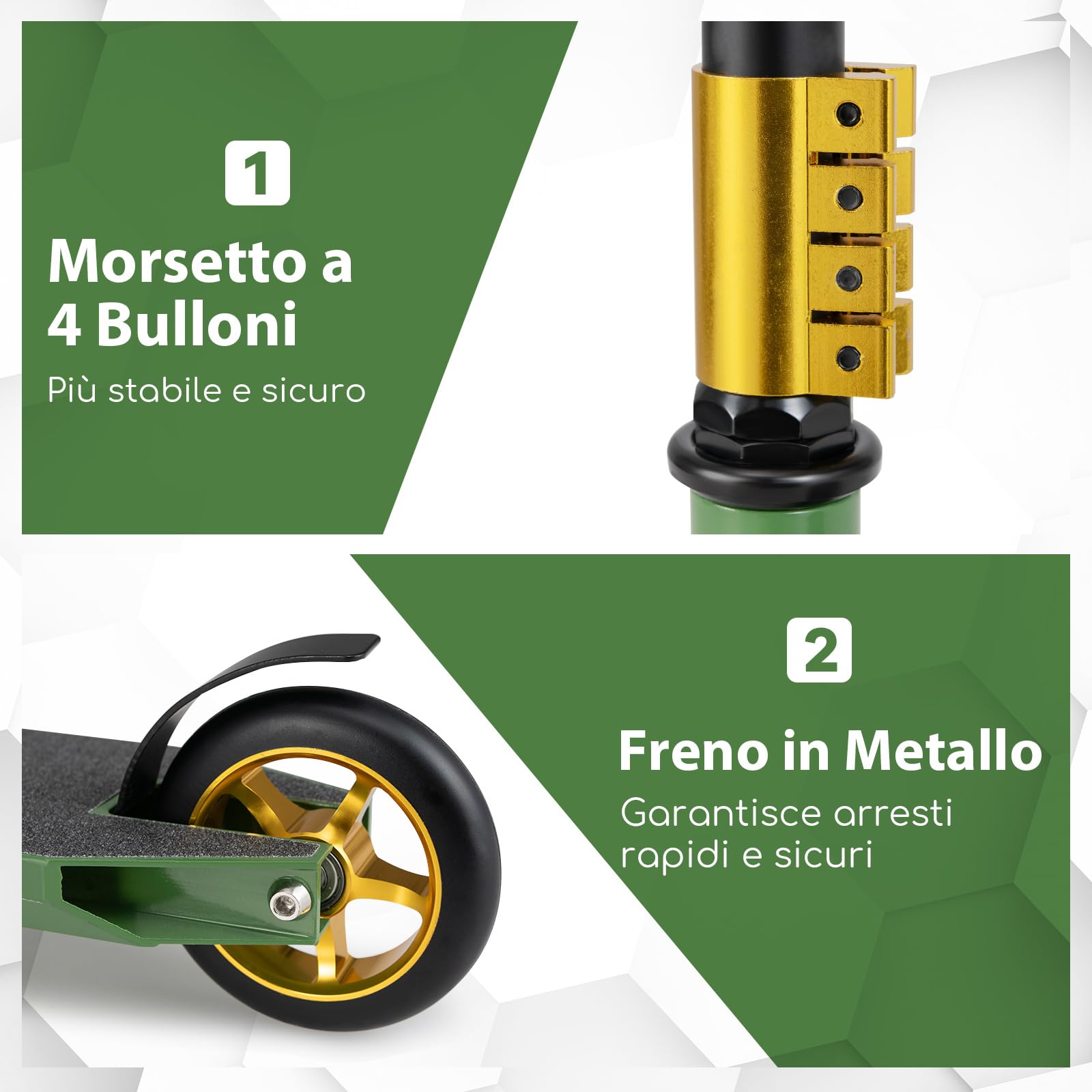 COSTWAY Scooter Acrobatico per Bambini, Monopattino Freestyle con 2 Ruote PU e Ampia Pedana in Alluminio, Scooter Pro per Trucchi Leggero da Strada per Bambini 10+ Anni, Carico 100 KG