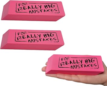 Jumbo Big for Really Big Mistakes Wedge Pink Erasers 5.5" x 2" Large Pencil Rubber Eraser Back to School Stationery Supplies, Joke Gag Gift for Work and School Adults and Kids 2