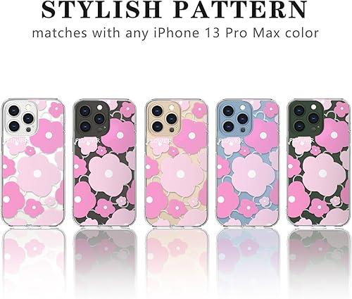 Miniatura 5 de Funda compatible con iPhone 13 Pro Max, bonito diseño floral de aceite transparente para niñas y mujeres, TPU suave a prueba de golpes, protector