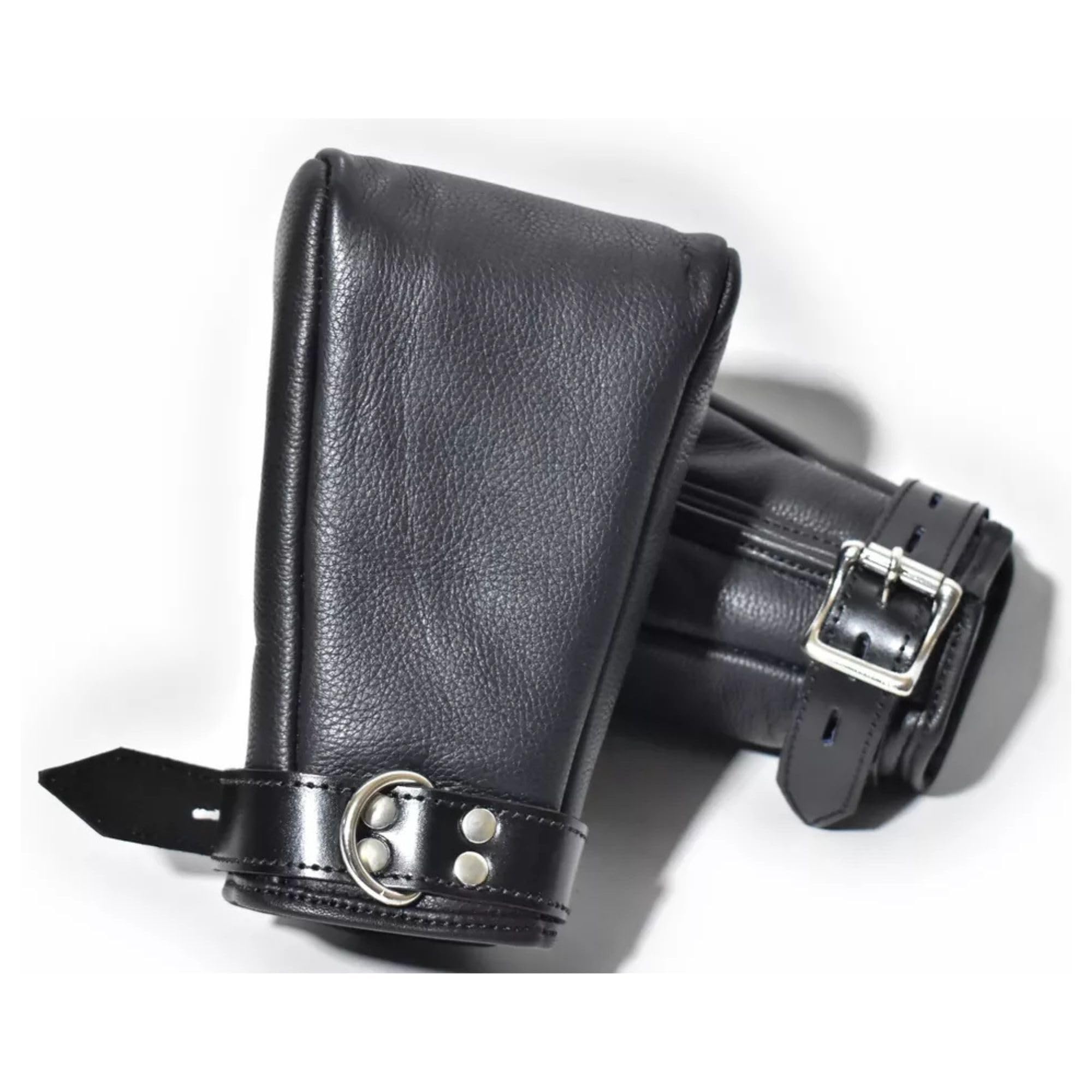 Generico Guanti Padded in Vera Pelle Nera Polsini Restraint Mitt Slave Erotici con Anello D Bloccabile per Adulti BDSM Hand Wraps Regolabili Fetish Adulto per Donne