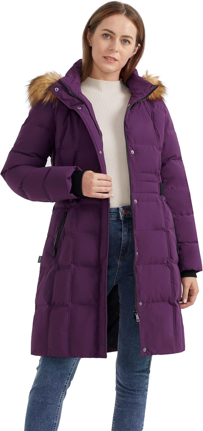 Orolay Women’s Puffer Down Coat Winter Warm Jacket with Faux Fur Trim Hood