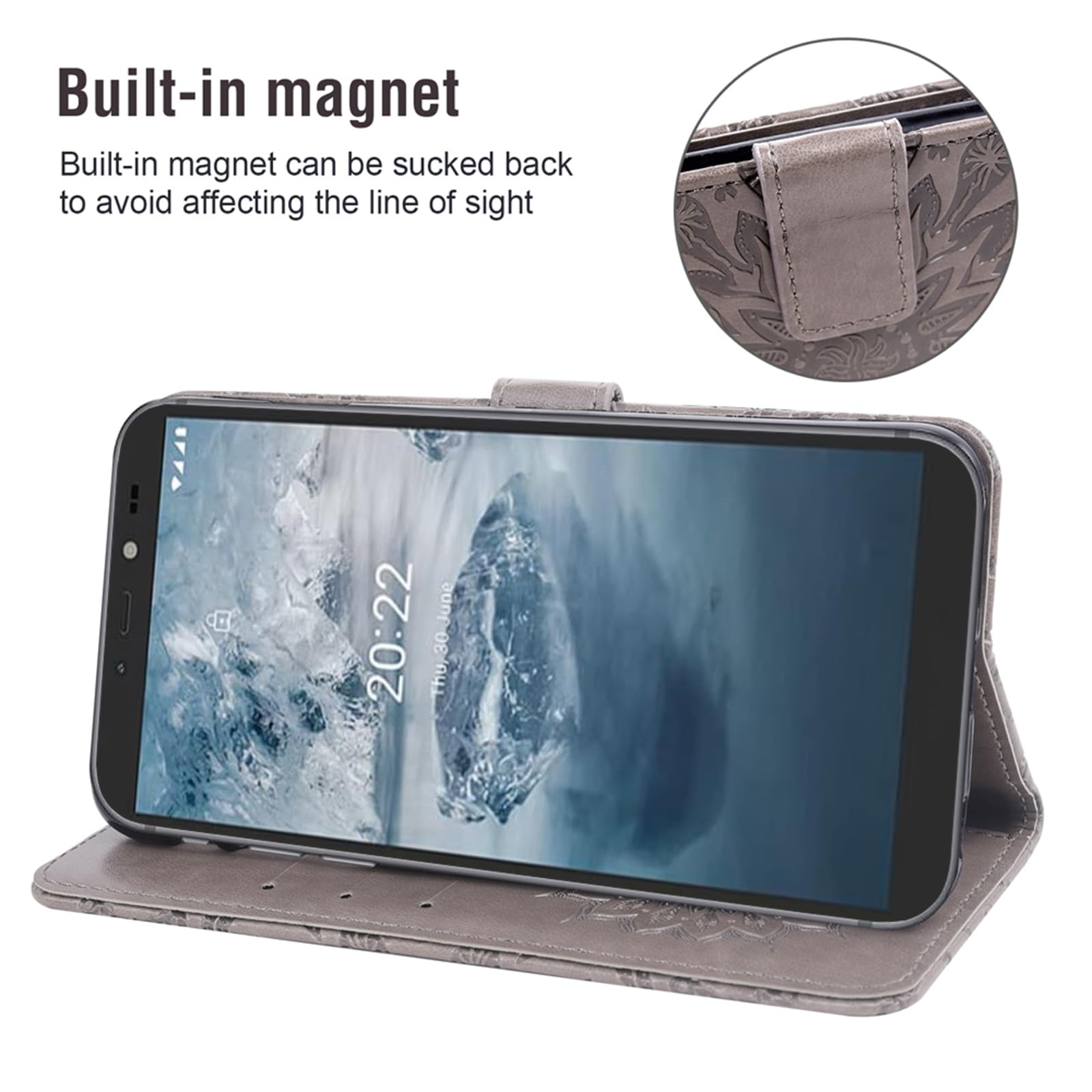Asuwish Custodia A Portafoglio Per Nokia C2 2nd Edition, Con Protezione In Vetro Temperato, Slot Per Carte E Supporto - 4