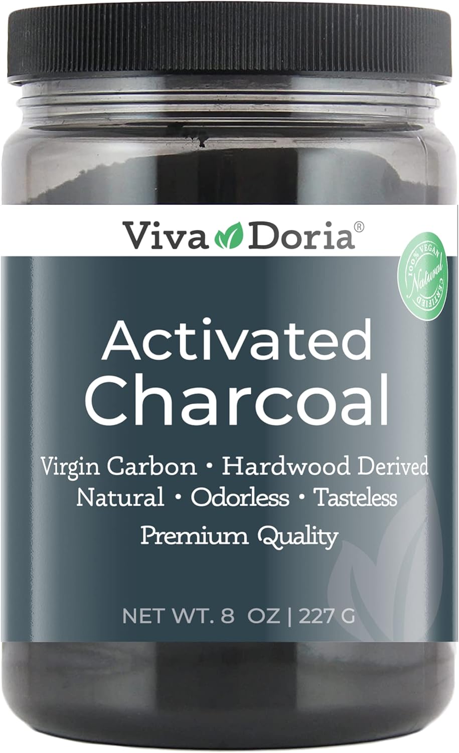 Viva Doria Virgin Activated Charcoal Powder, Hardwood Derived, Food Grade, 1.2 Oz Glass Jar : Health & Household