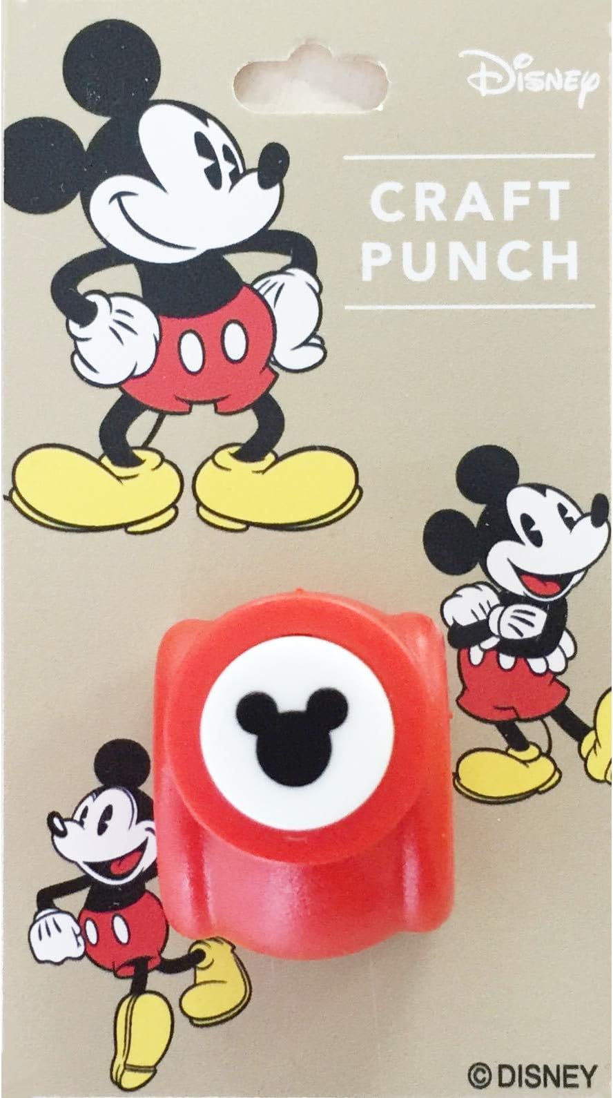 Disney Mickey Mouse Craft Punch (Red, Zinc Alloy, ABS Handle, Cartoon Style, Japan Import)