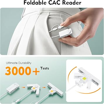 CAC Reader 2 in 1 Type C Dual Connector, DOD Military USB Common Access CAC Card Reader Type C USB Smart Card Reader Compatible with Windows, Mac OS Mini Fold Plug and Play