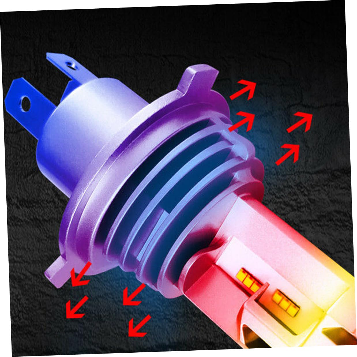 Lampadine LED H4 9003 55w 5000lm 6500k in Lega di Alluminio 2 Pezzi per Fari Auto Anteriore Sinistro e Destro Consumo Basso Luminosità Ottimale