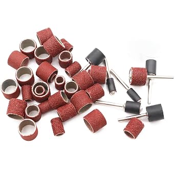 210 Pieces Sanding Drums Kit,Drum Sander Sleeves 198pcs (80 120 240Grit),12Pcs Drum Mandrels diameters,for Dremel Rotary Tool